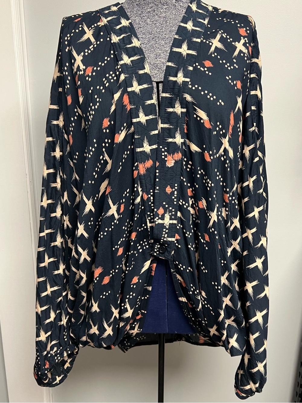 Free People All Tous 100% Modal Navy Blouse/Kimono